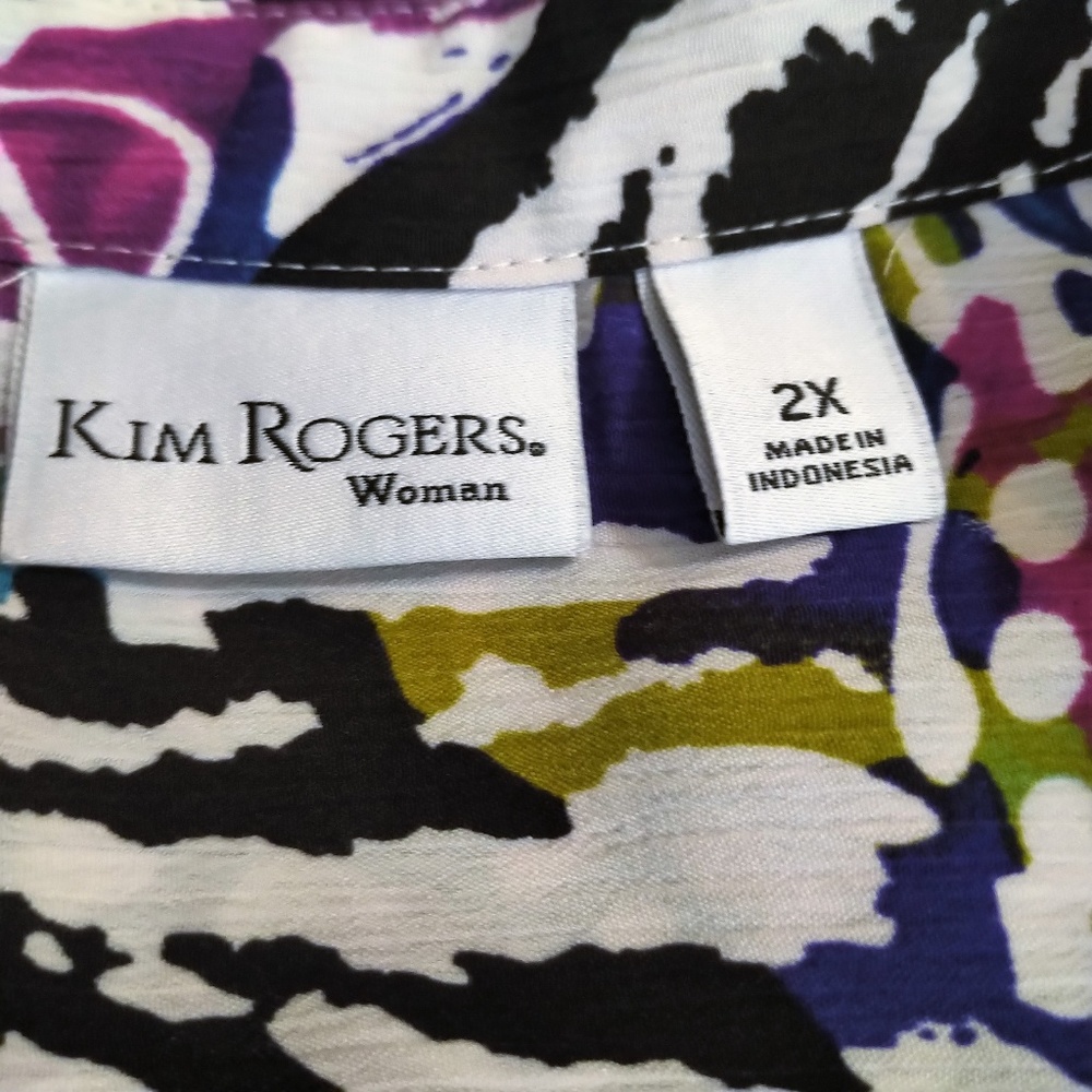 Kim Rogers Roll Sleeve Blouse Like New 2X - Picture 3 of 5